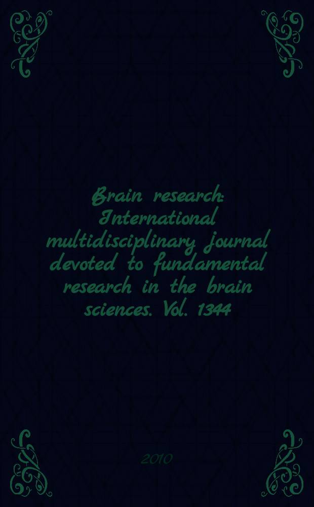 Brain research : International multidisciplinary journal devoted to fundamental research in the brain sciences. Vol. 1344