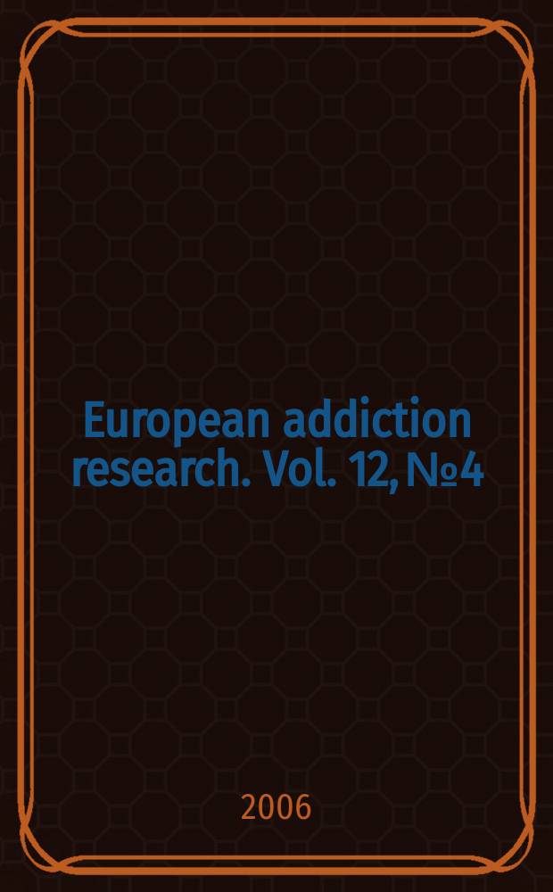 European addiction research. Vol. 12, № 4