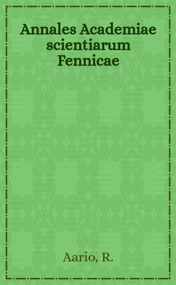 Annales Academiae scientiarum Fennicae : Associations of bed forms and palaeocurrent...