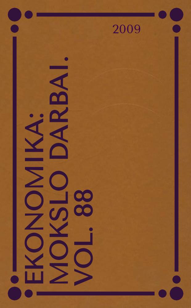 Ekonomika : mokslo darbai. Vol. 88