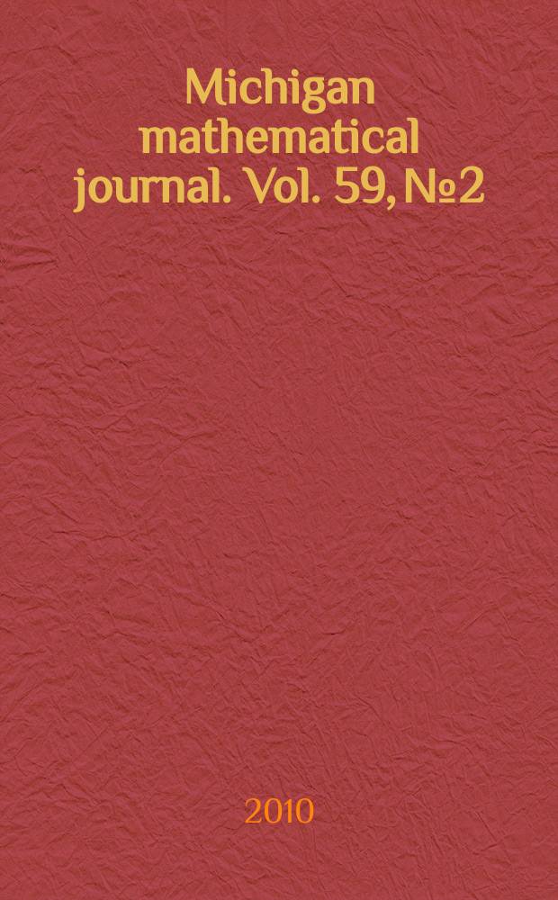 Michigan mathematical journal. Vol. 59, № 2