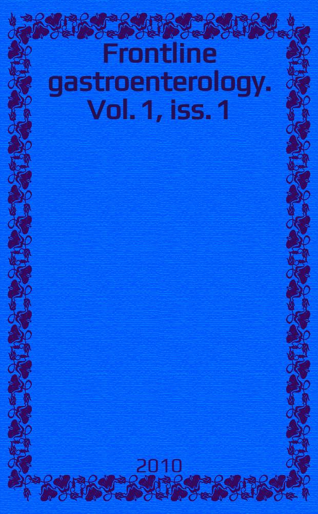 Frontline gastroenterology. Vol. 1, iss. 1