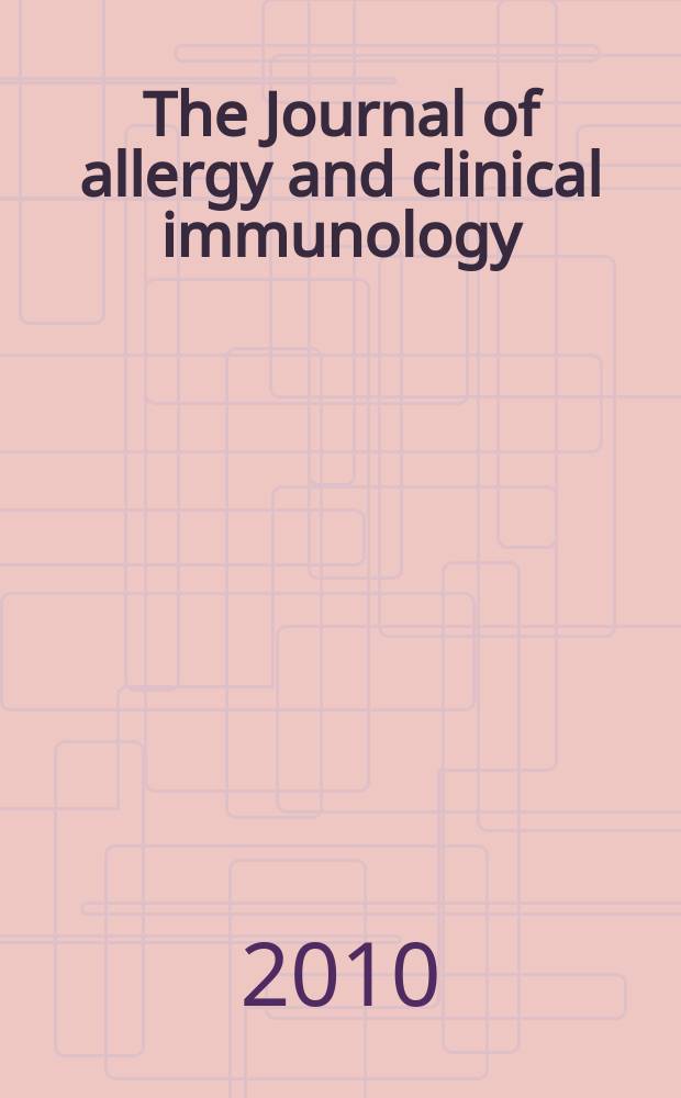 The Journal of allergy and clinical immunology : Including "Allergy abstracts" Offic. organ of Amer. acad. of allergy. Vol. 126, № 5