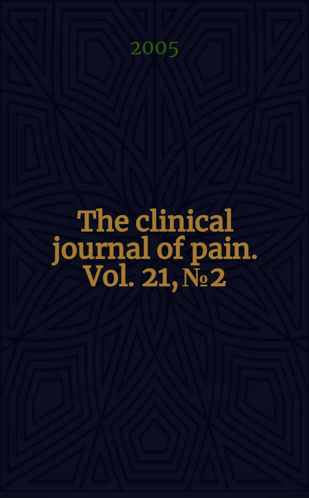 The clinical journal of pain. Vol. 21, № 2