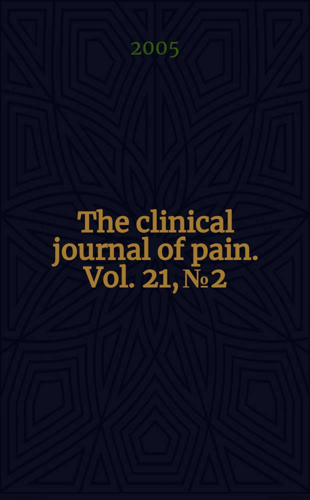 The clinical journal of pain. Vol. 21, № 2