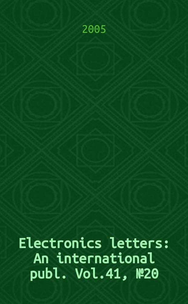 Electronics letters : An international publ. Vol.41, № 20
