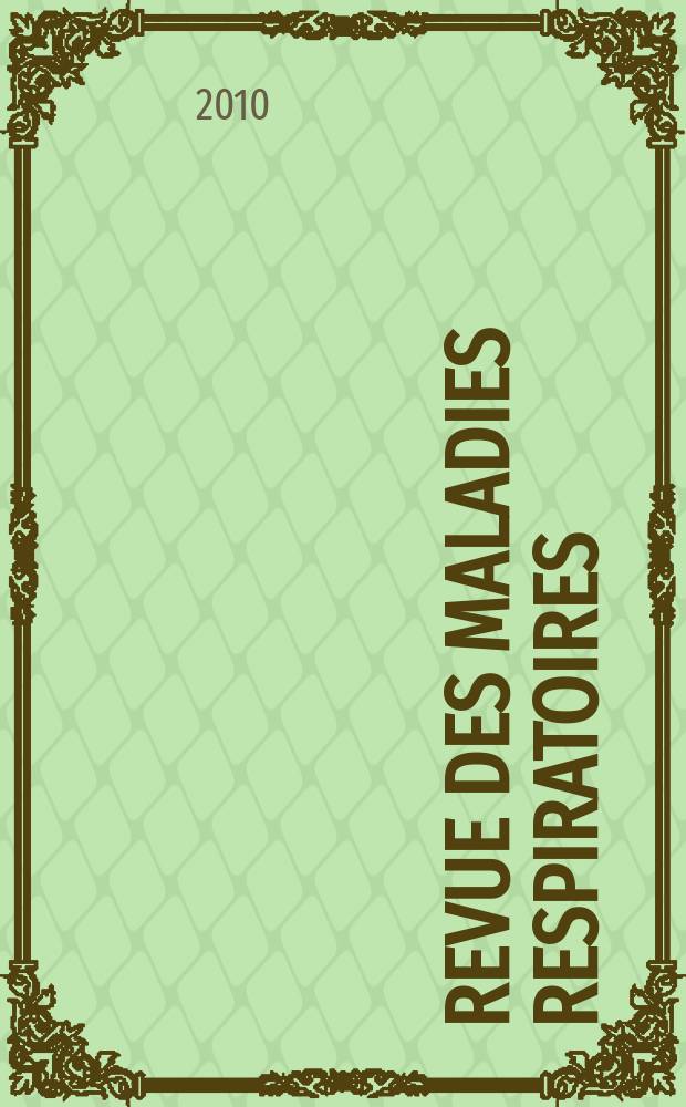 Revue des maladies respiratoires : Organe offic. de la Soc. de pneumologie de langue fr. 2010 к vol. 27, suppl. 3 : Recommandations pour la pratique clinique sur la prise en charge du syndrome d'apnées hypopnées obstructives du sommeil de l'adulte = Рекомендации для клинической практики ведения синдрома обструктивного апноэ сна