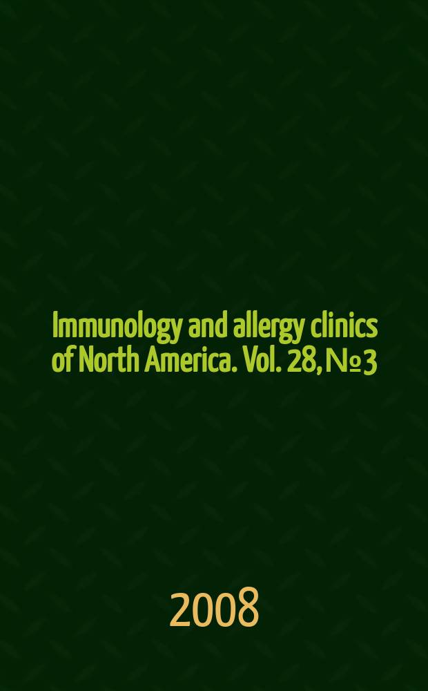 Immunology and allergy clinics of North America. Vol. 28, № 3 : Environmental factors and asthma = Факторы окружающей среды и астма: чему научили нас эпидемиологические исследования.