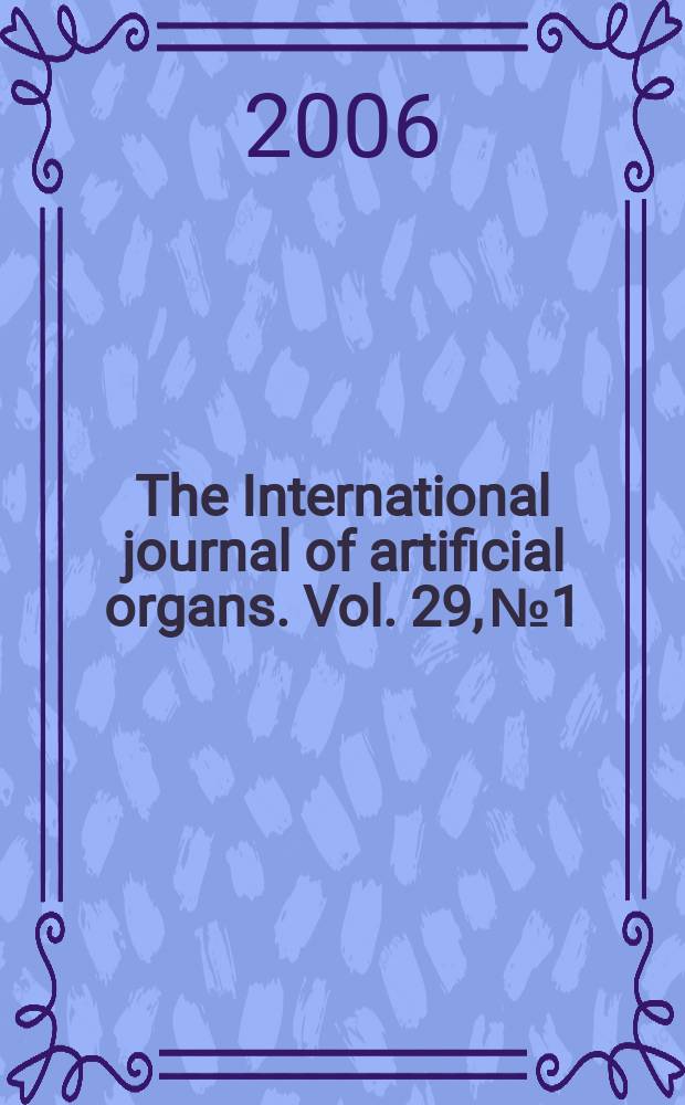 The International journal of artificial organs. Vol. 29, № 1