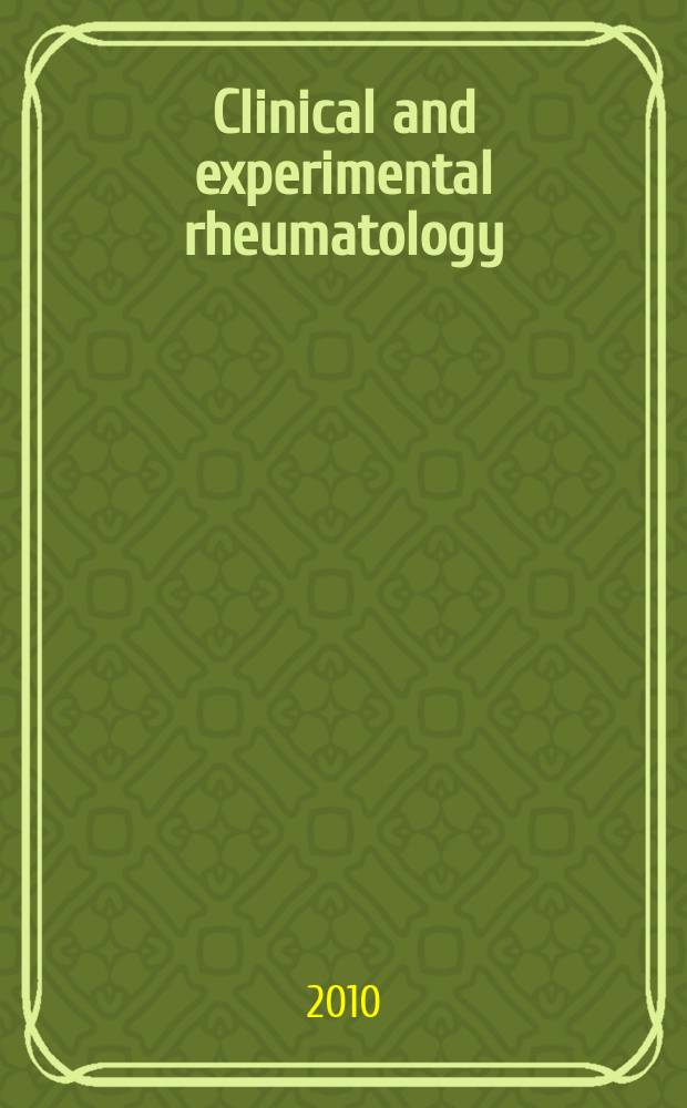 Clinical and experimental rheumatology : An Intern. j. of rheumatic a. connective tissue diseases. 2010 к vol. 28, № 5, suppl. 61 : Methotrexate in rheumatic diseases = Метотрексат при ревматических болезнях