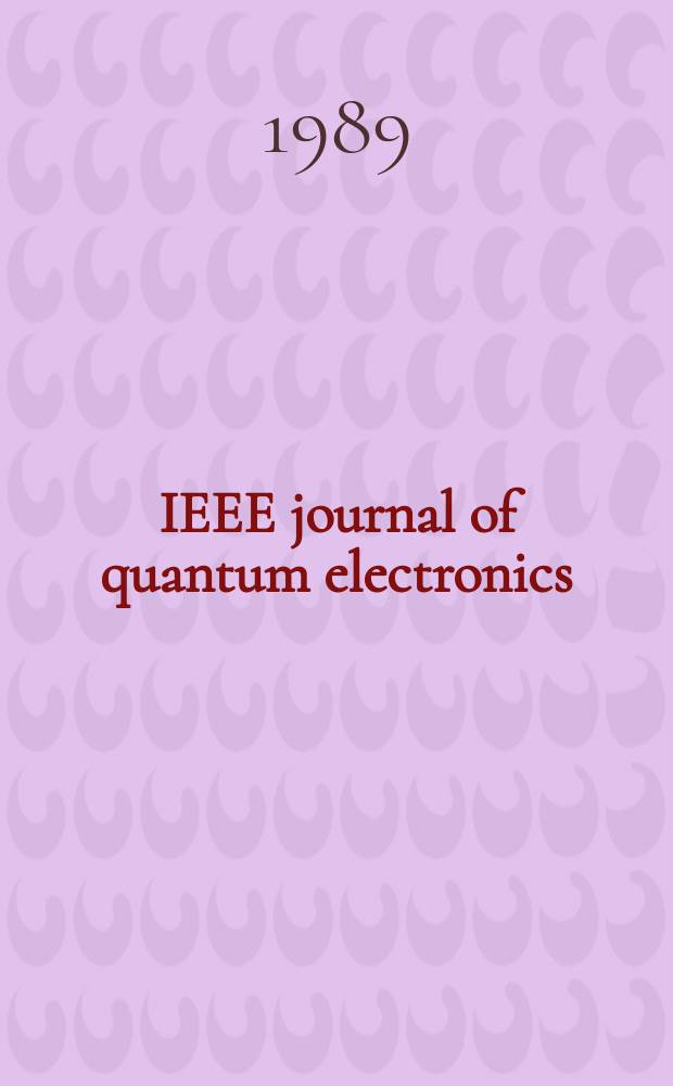 IEEE journal of quantum electronics : A publ. of the IEEE Lasers a. electro-optics soc. Vol.25, № 5, pt 2 : Ten-year cumulative index. 1979-1988, vol. 15-24