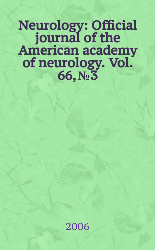 Neurology : Official journal of the American academy of neurology. Vol. 66, № 3