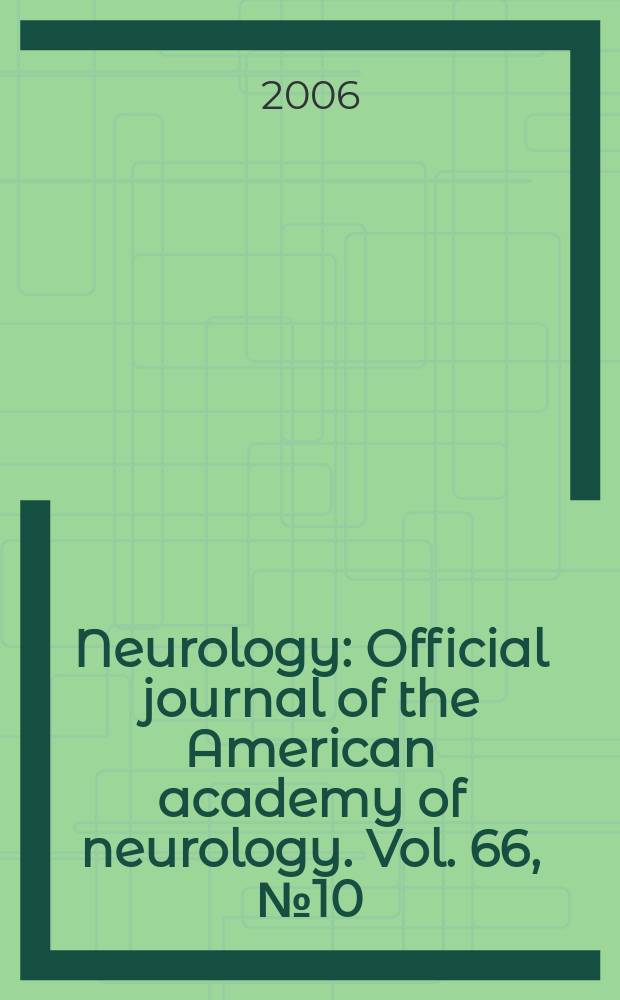 Neurology : Official journal of the American academy of neurology. Vol. 66, № 10