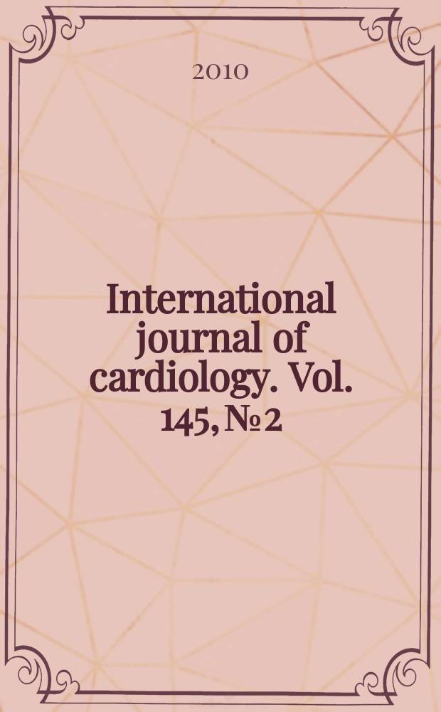 International journal of cardiology. Vol. 145, № 2