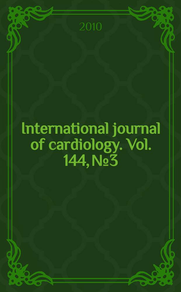 International journal of cardiology. Vol. 144, № 3