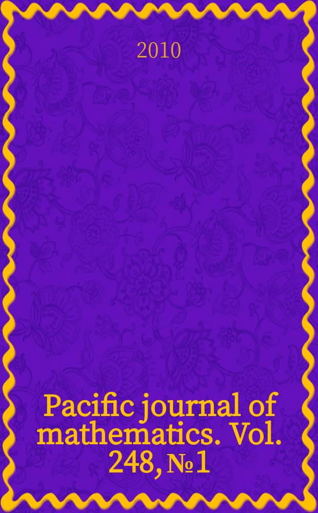 Pacific journal of mathematics. Vol. 248, № 1