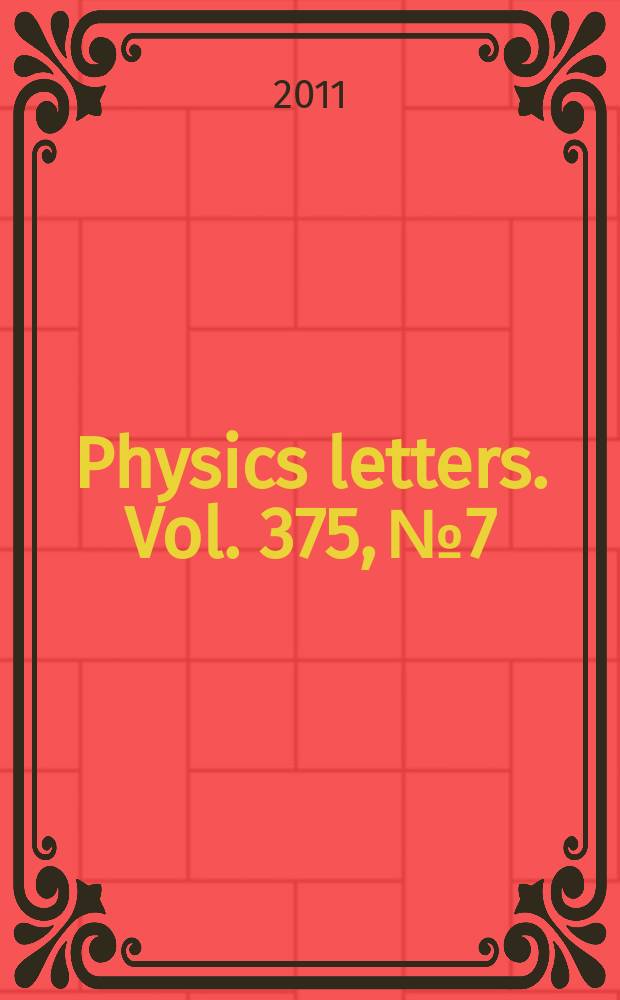 Physics letters. Vol. 375, № 7