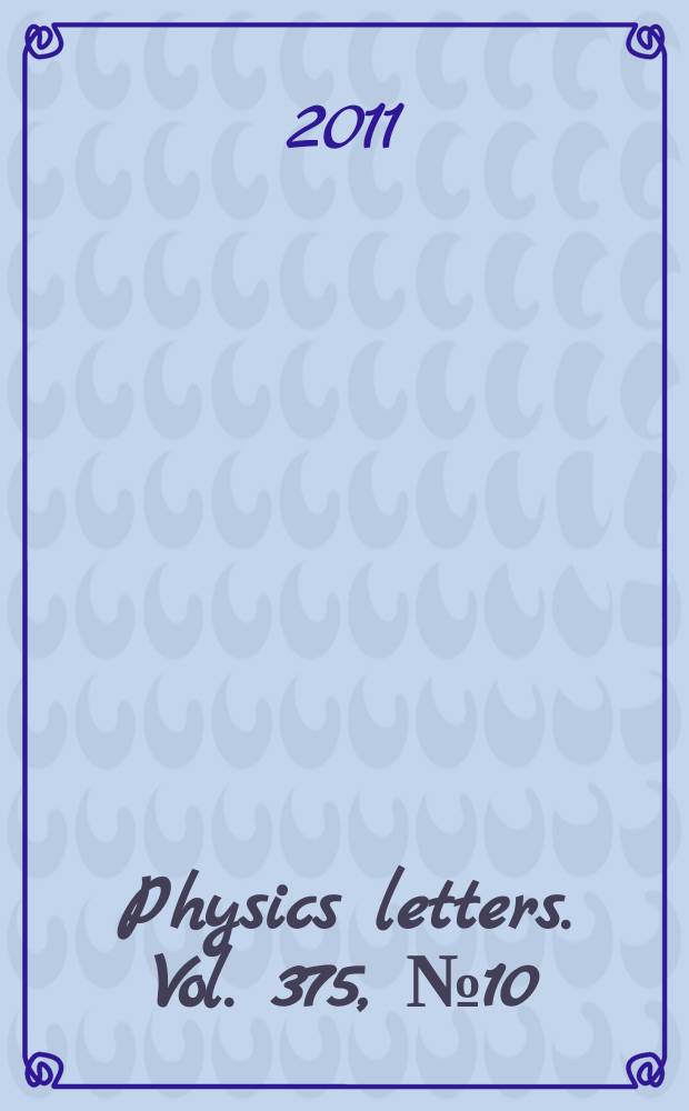 Physics letters. Vol. 375, № 10