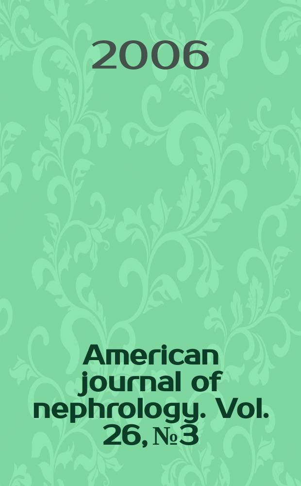 American journal of nephrology. Vol. 26, № 3