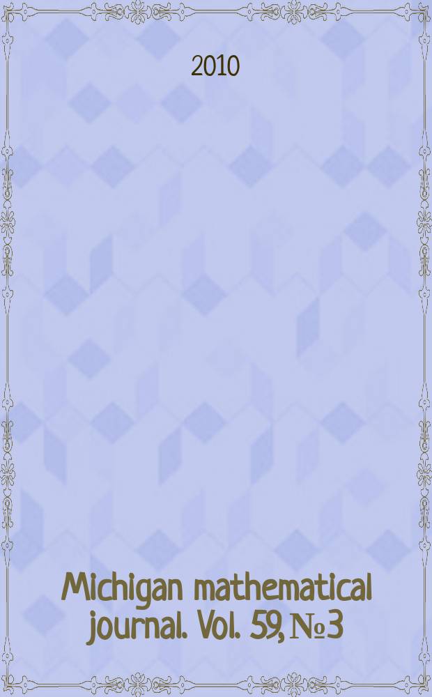 Michigan mathematical journal. Vol. 59, № 3