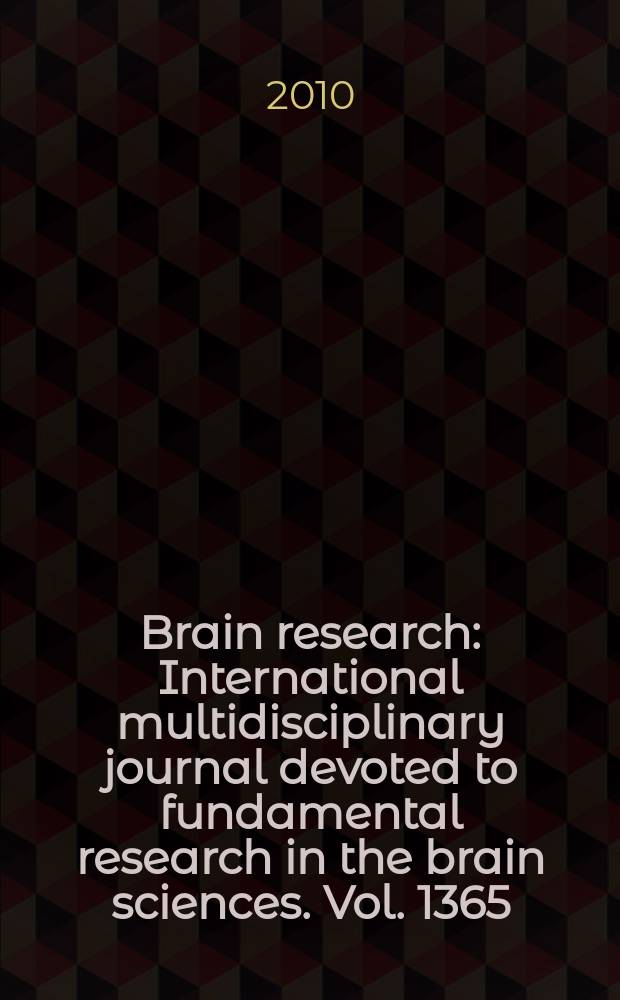 Brain research : International multidisciplinary journal devoted to fundamental research in the brain sciences. Vol. 1365 : Computational cognitive neuroscience = Компьютеризованная когнитивная нейронаука
