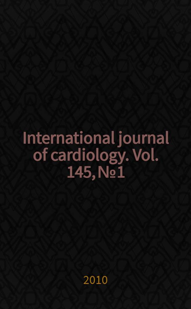 International journal of cardiology. Vol. 145, № 1