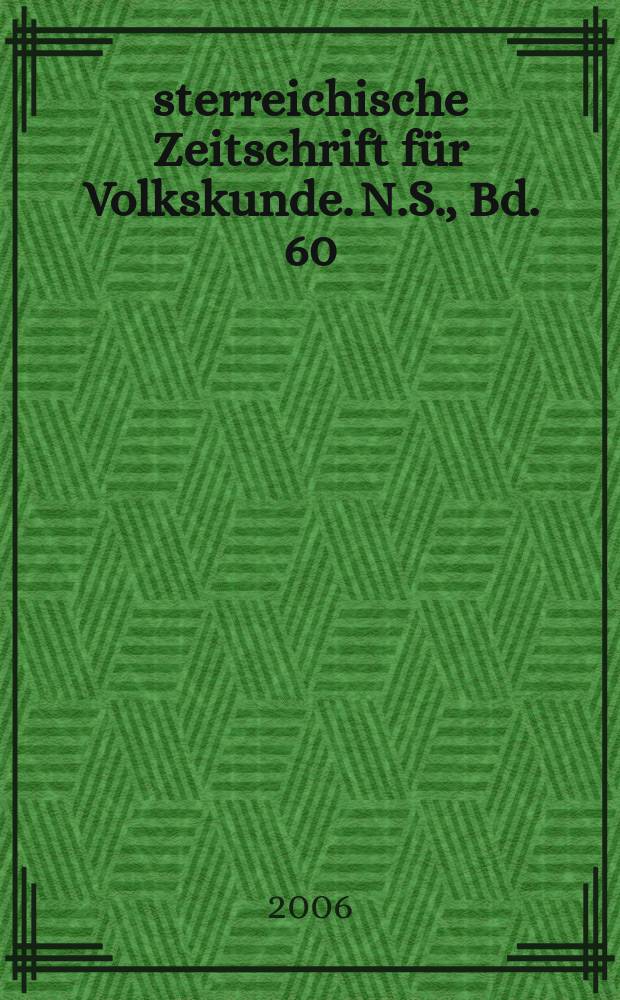 Österreichische Zeitschrift für Volkskunde. N.S., Bd. 60 (109), Указатель