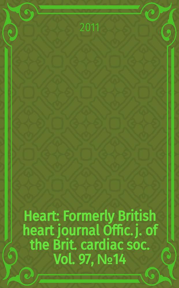 Heart : Formerly British heart journal Offic. j. of the Brit. cardiac soc. Vol. 97, № 14