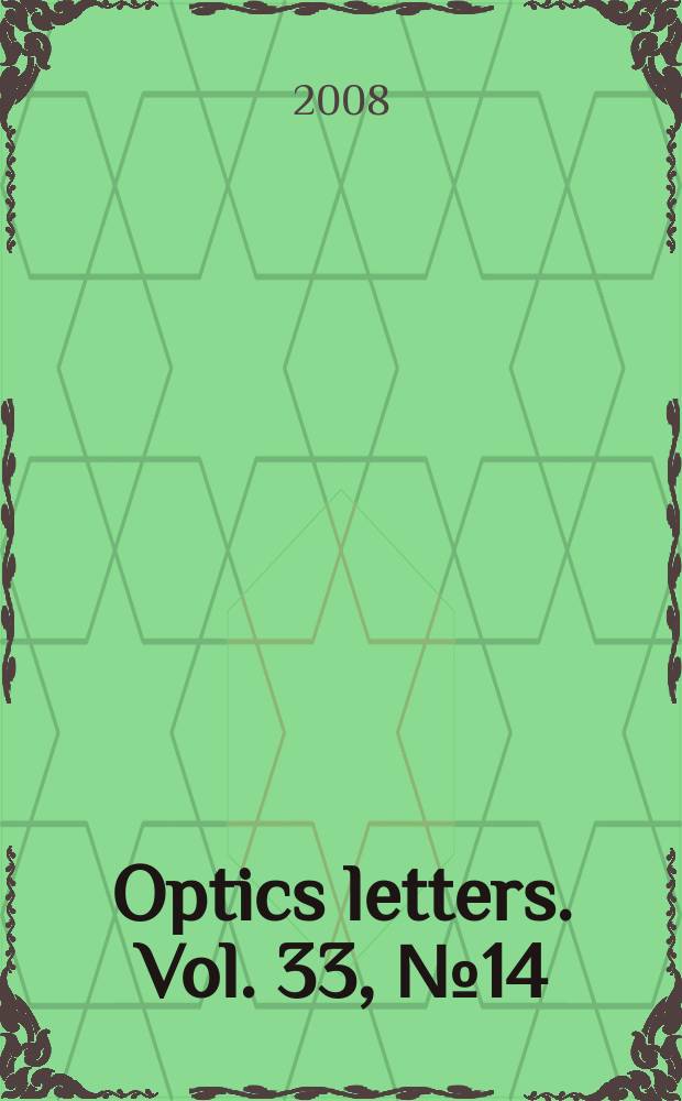 Optics letters. Vol. 33, № 14