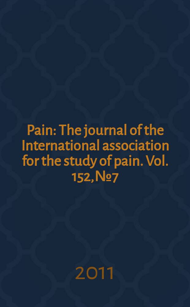 Pain : The journal of the International association for the study of pain. Vol. 152, № 7