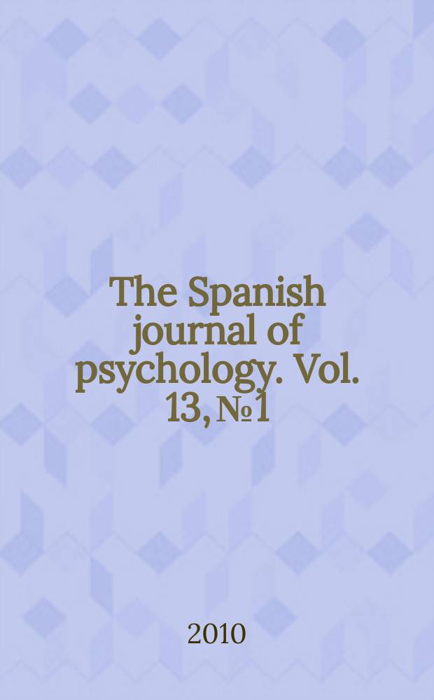 The Spanish journal of psychology. Vol. 13, № 1
