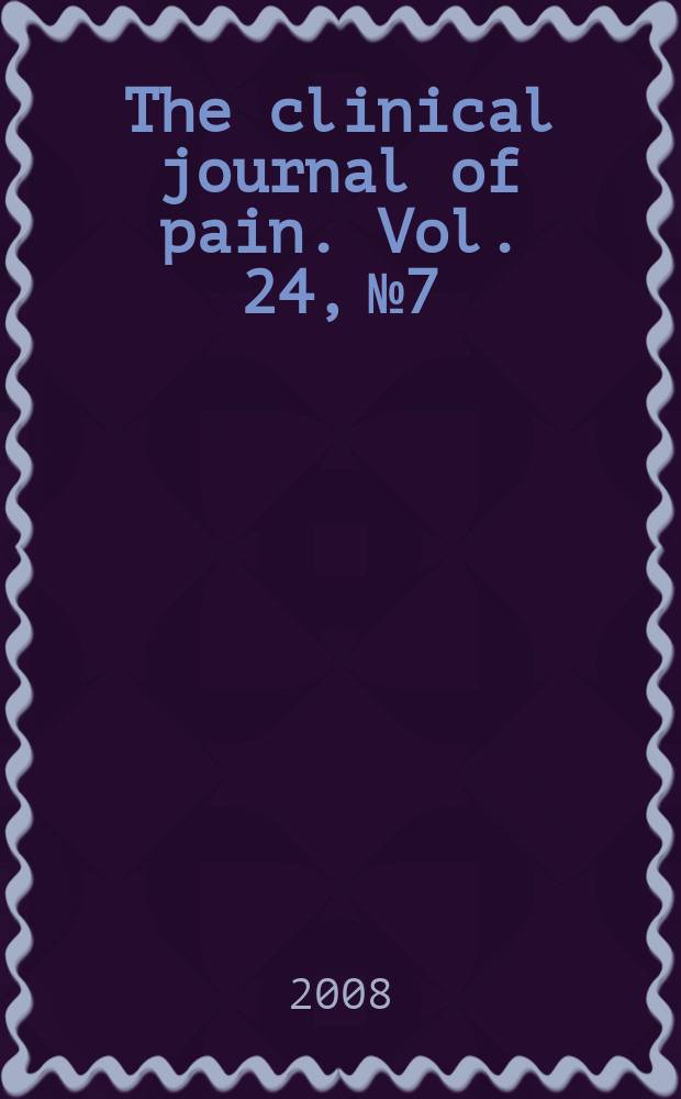 The clinical journal of pain. Vol. 24, № 7