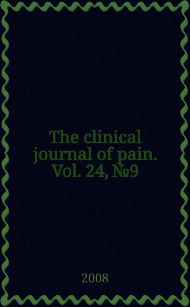 The clinical journal of pain. Vol. 24, № 9