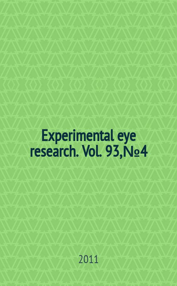 Experimental eye research. Vol. 93, № 4
