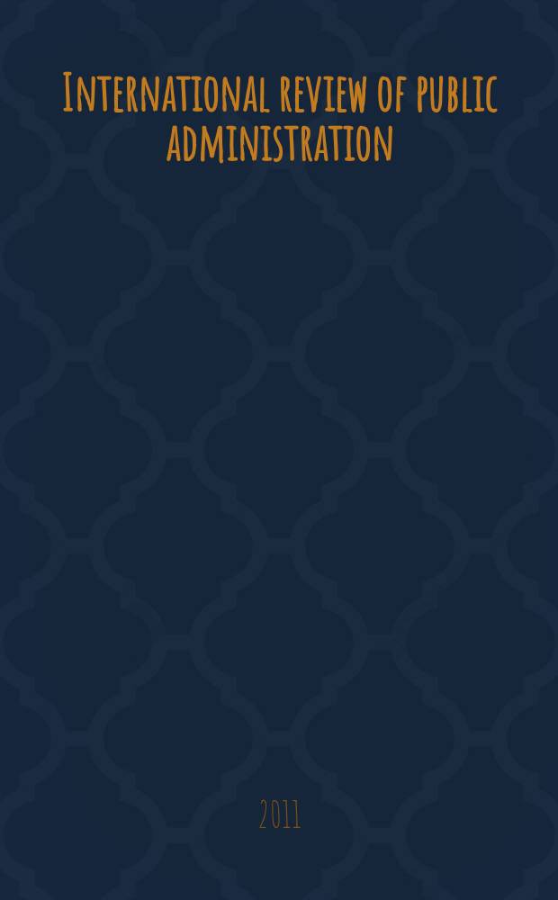 International review of public administration : IRPA. Vol. 16, № 1