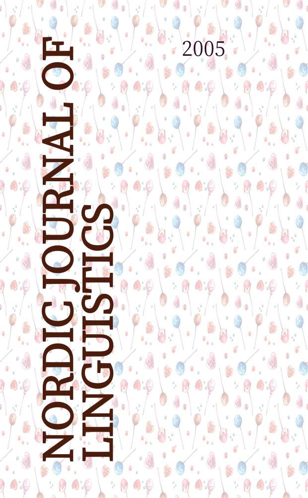 Nordic journal of linguistics : A cont. of the Norwegian journal of linguistics. Vol.28 №2