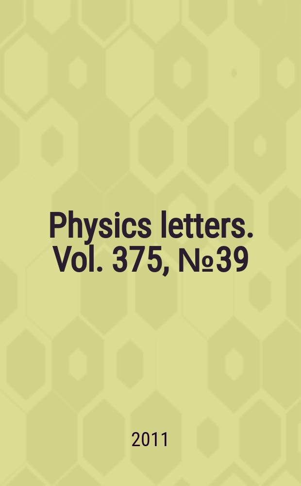 Physics letters. Vol. 375, № 39