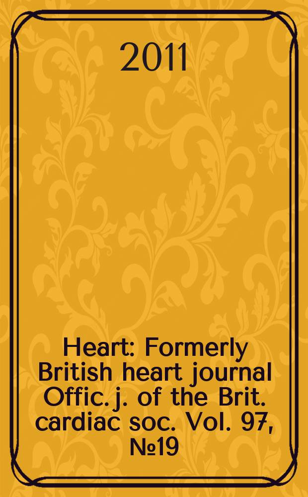 Heart : Formerly British heart journal Offic. j. of the Brit. cardiac soc. Vol. 97, № 19