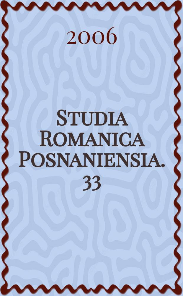Studia Romanica Posnaniensia. 33