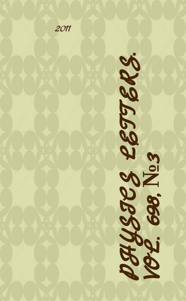 Physics letters. Vol. 698, № 3