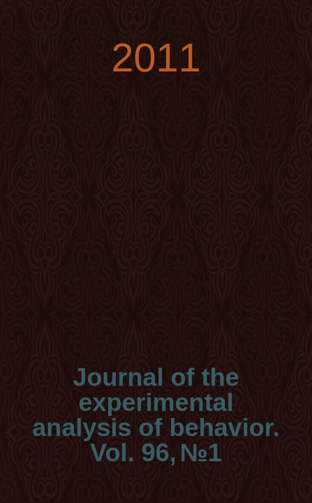 Journal of the experimental analysis of behavior. Vol. 96, № 1