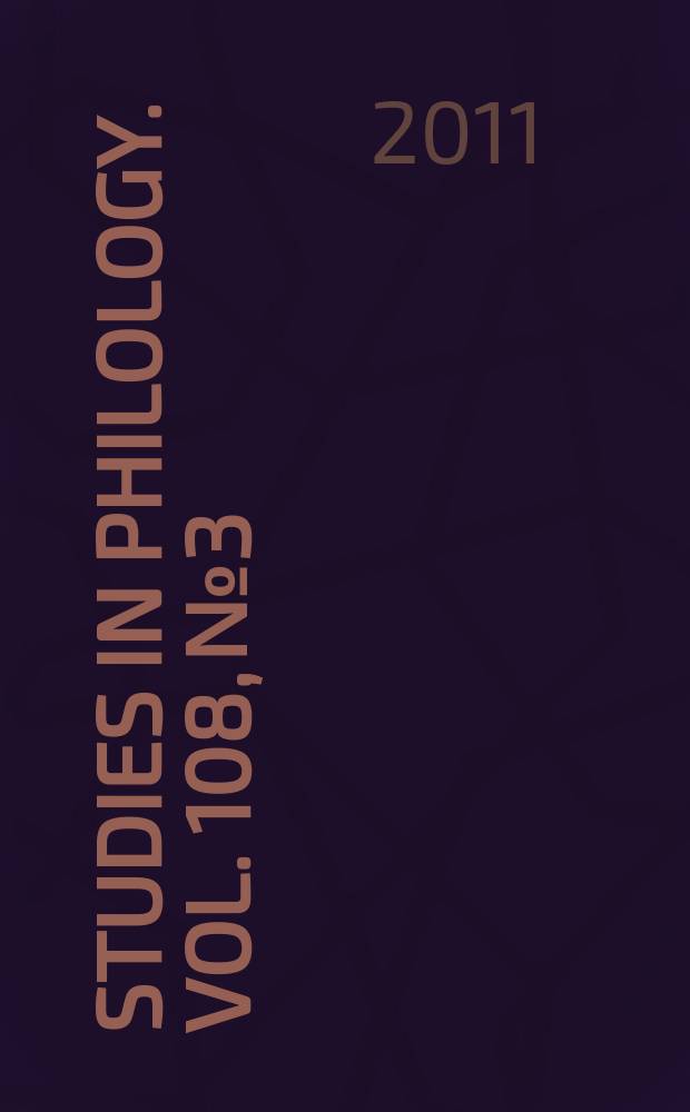 Studies in philology. Vol. 108, № 3