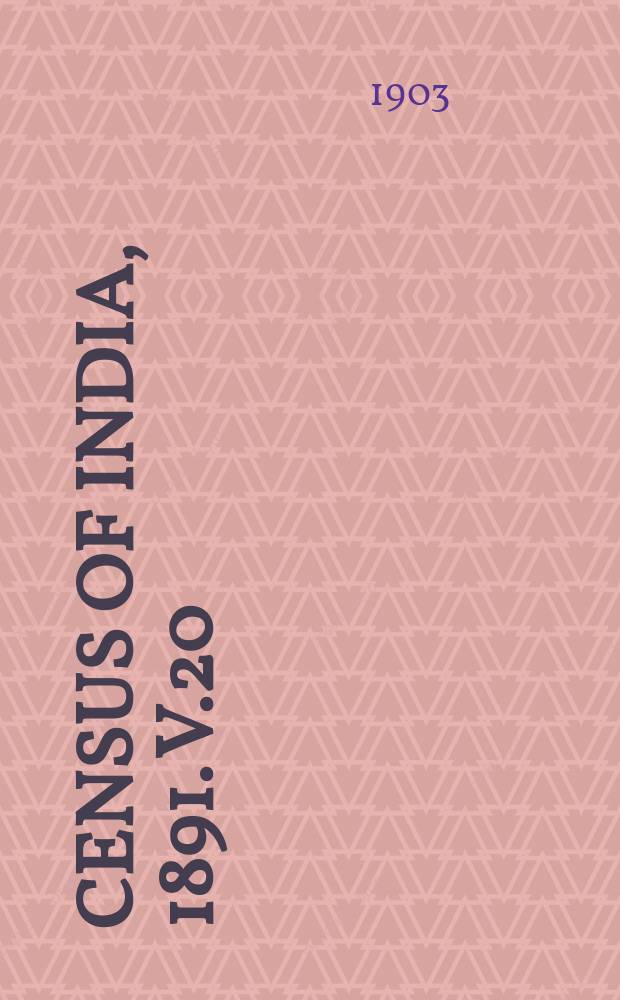 Census of India, 1891. V.20 : Cochin