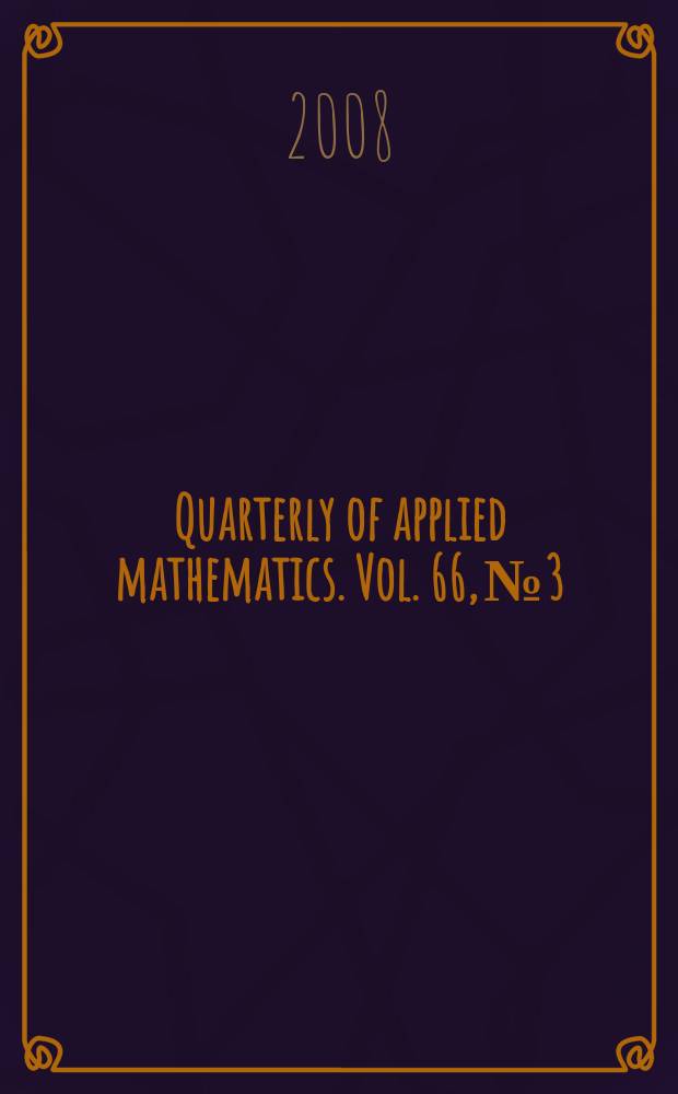 Quarterly of applied mathematics. Vol. 66, № 3