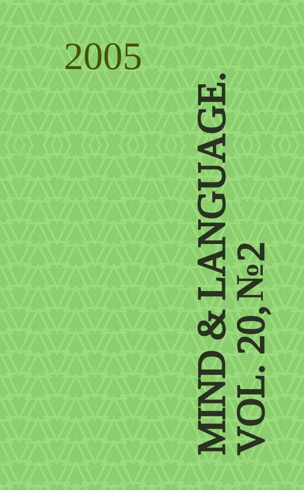Mind & language. Vol. 20, № 2