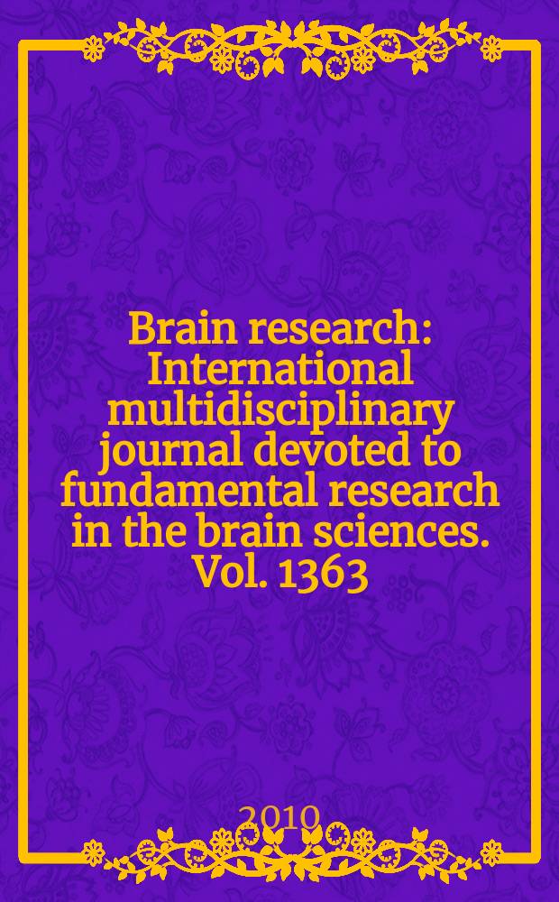 Brain research : International multidisciplinary journal devoted to fundamental research in the brain sciences. Vol. 1363