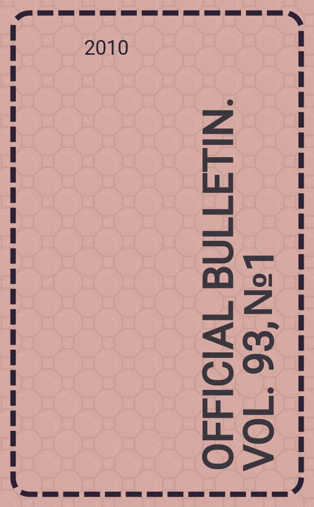 Official bulletin. Vol. 93, № 1