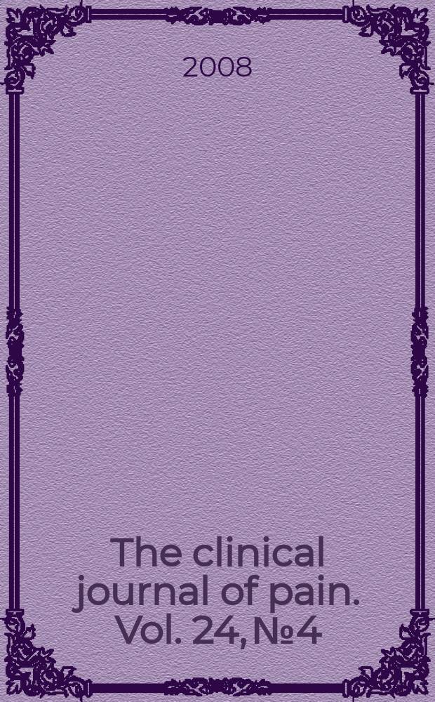 The clinical journal of pain. Vol. 24, № 4