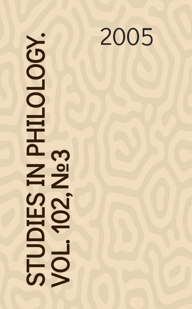 Studies in philology. Vol. 102, № 3