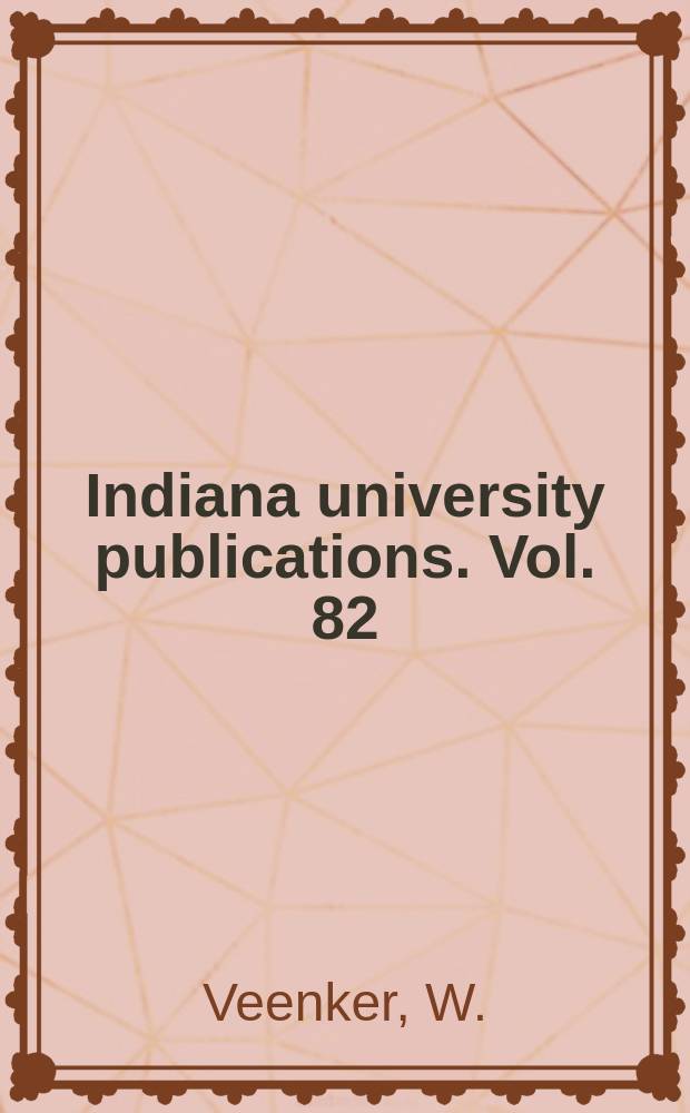 Indiana university publications. Vol. 82 : Die Frage des finnougrischen Substrats...